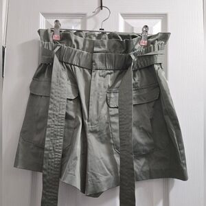 Zara Sage Green High-Waisted Shorts
